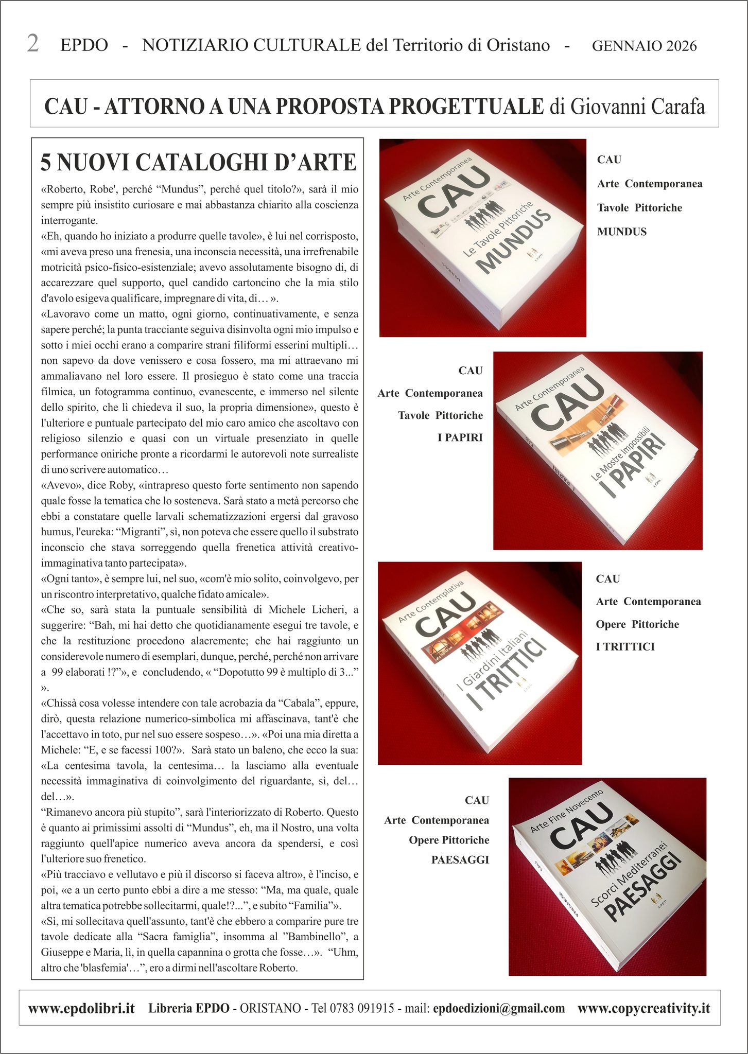 Notiziario Culturale EPDO Roberto CAU